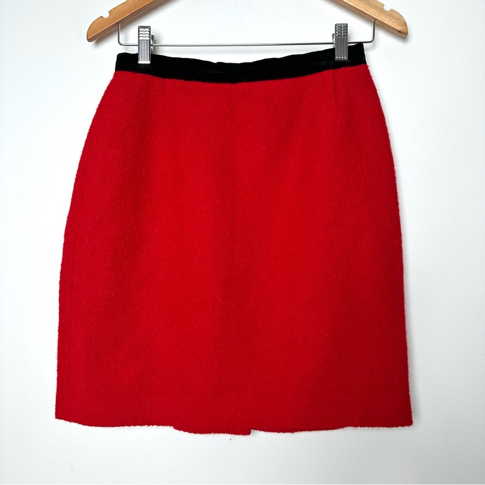 Vintage Escada Margarita Ley Red Wool Blend Lined Old Money Classic Mini Skirt